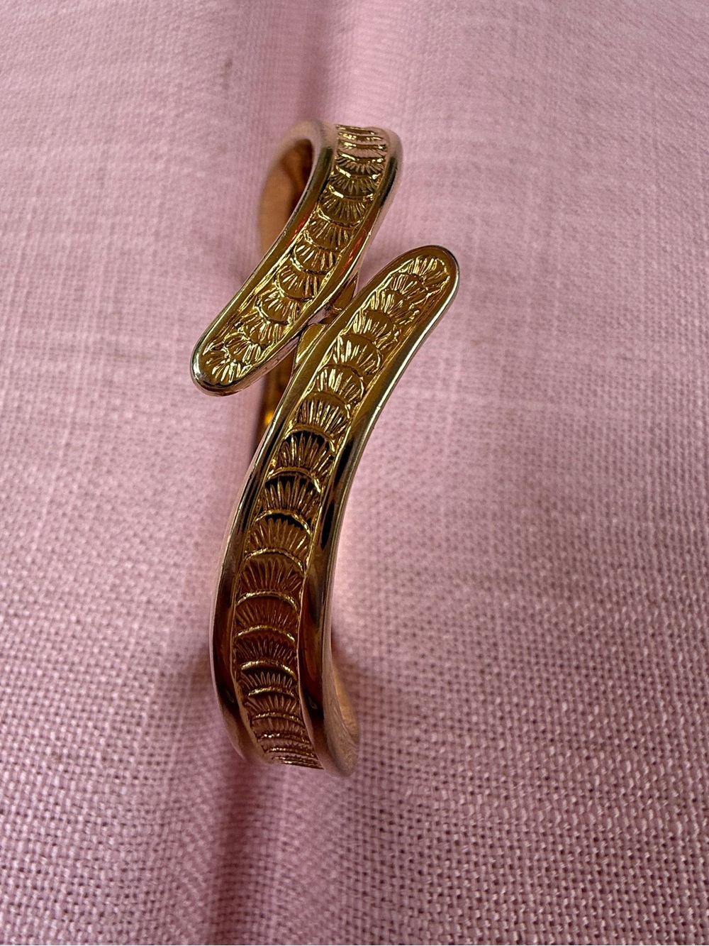 Signed Monet Gold Tone Clamper Bracelet Vintage